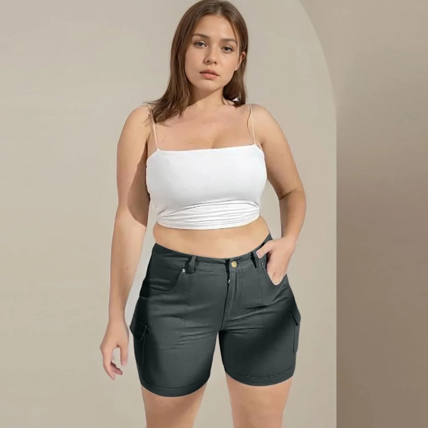 Women's Cargo Bermuda Shorts 2025 Summer High Waisted Casual Trendy Hiking Shorts Pull On Beach Outdoor Pants