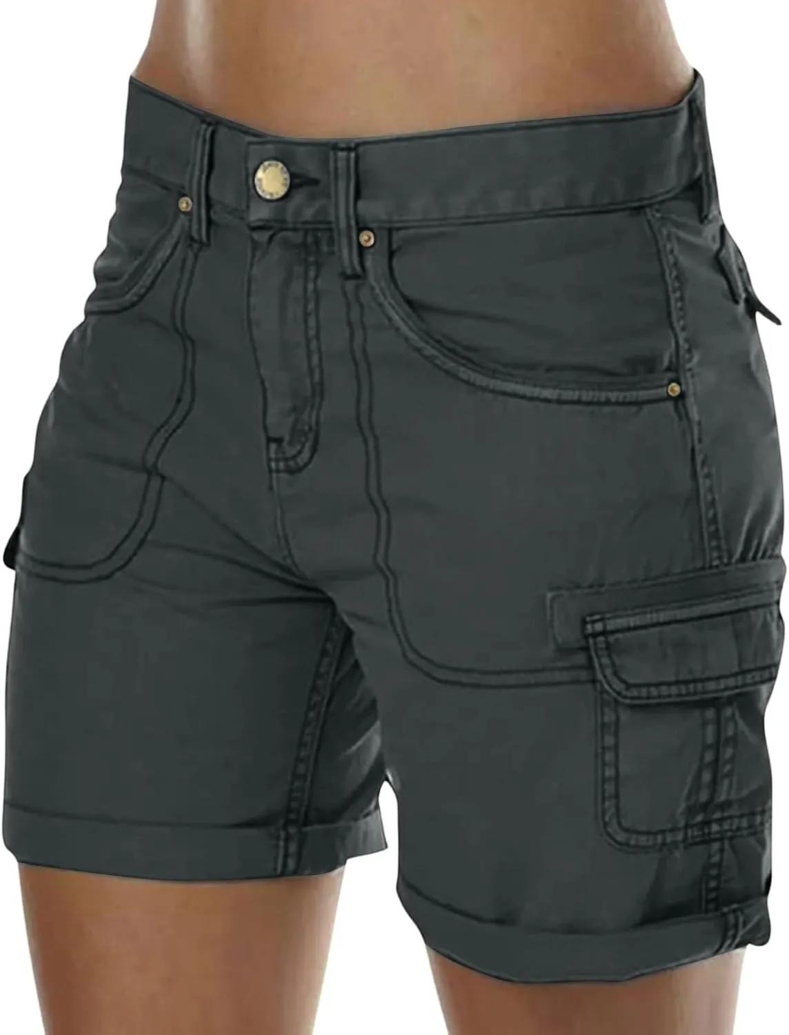 Women's Cargo Bermuda Shorts 2025 Summer High Waisted Casual Trendy Hiking Shorts Pull On Beach Outdoor Pants