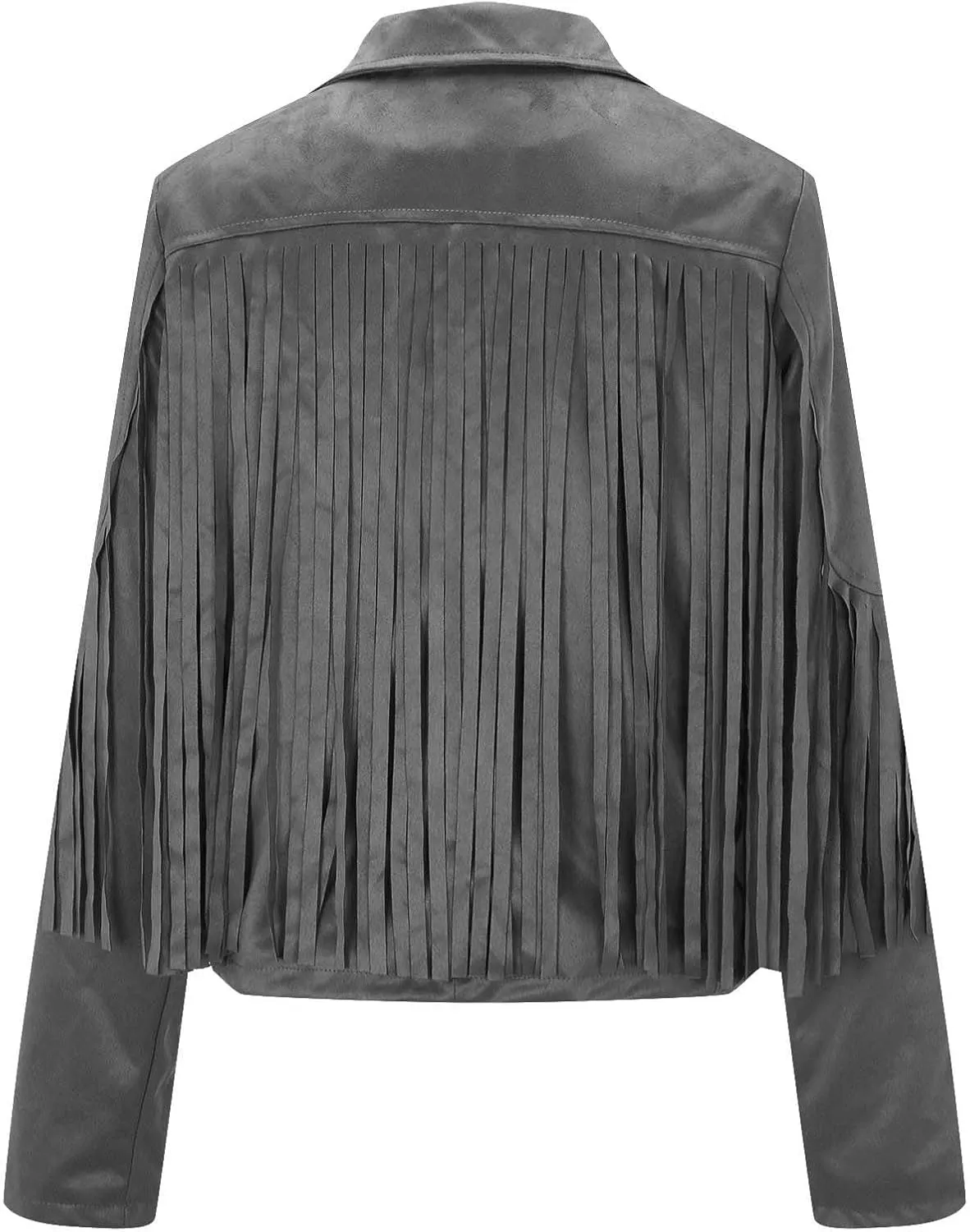 Women's Faux Suede Leather Fringe Jacket Cowgirl Crop Moto Biker Jackets Open Front Tassel Coat Tops 2024 Trendy