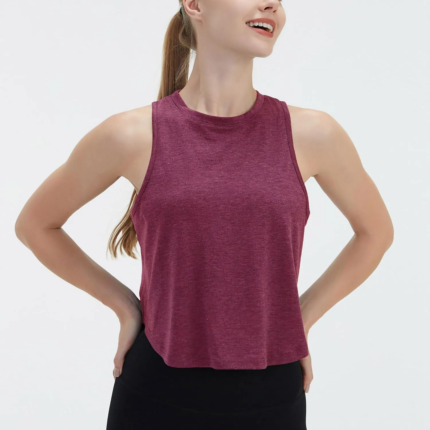 Women's Open Back Workout Tank Tops Trendy Athletic Yoga Blouse Quick-Dry Sleeveless Tees Sports Running Gym Shirts