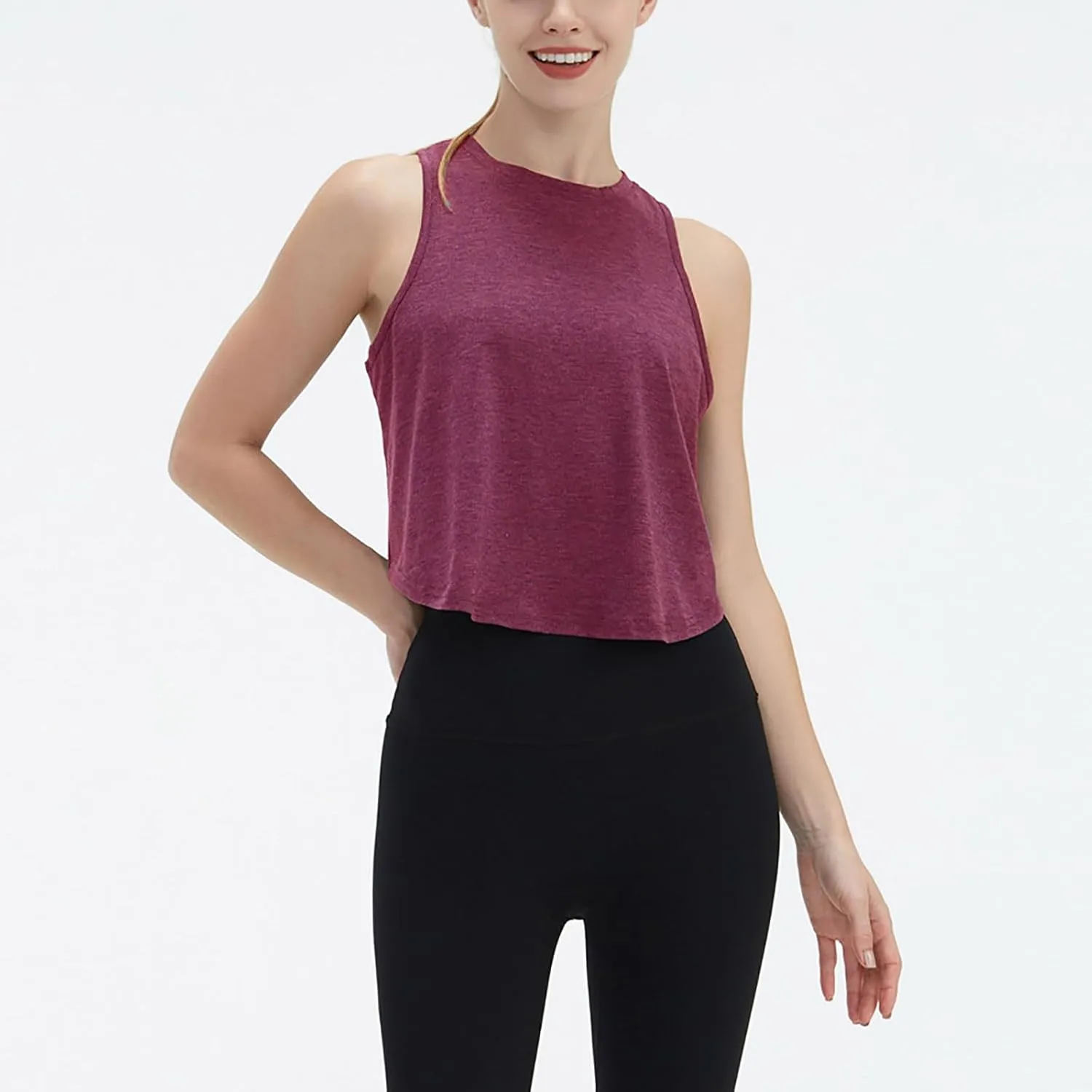Women's Open Back Workout Tank Tops Trendy Athletic Yoga Blouse Quick-Dry Sleeveless Tees Sports Running Gym Shirts