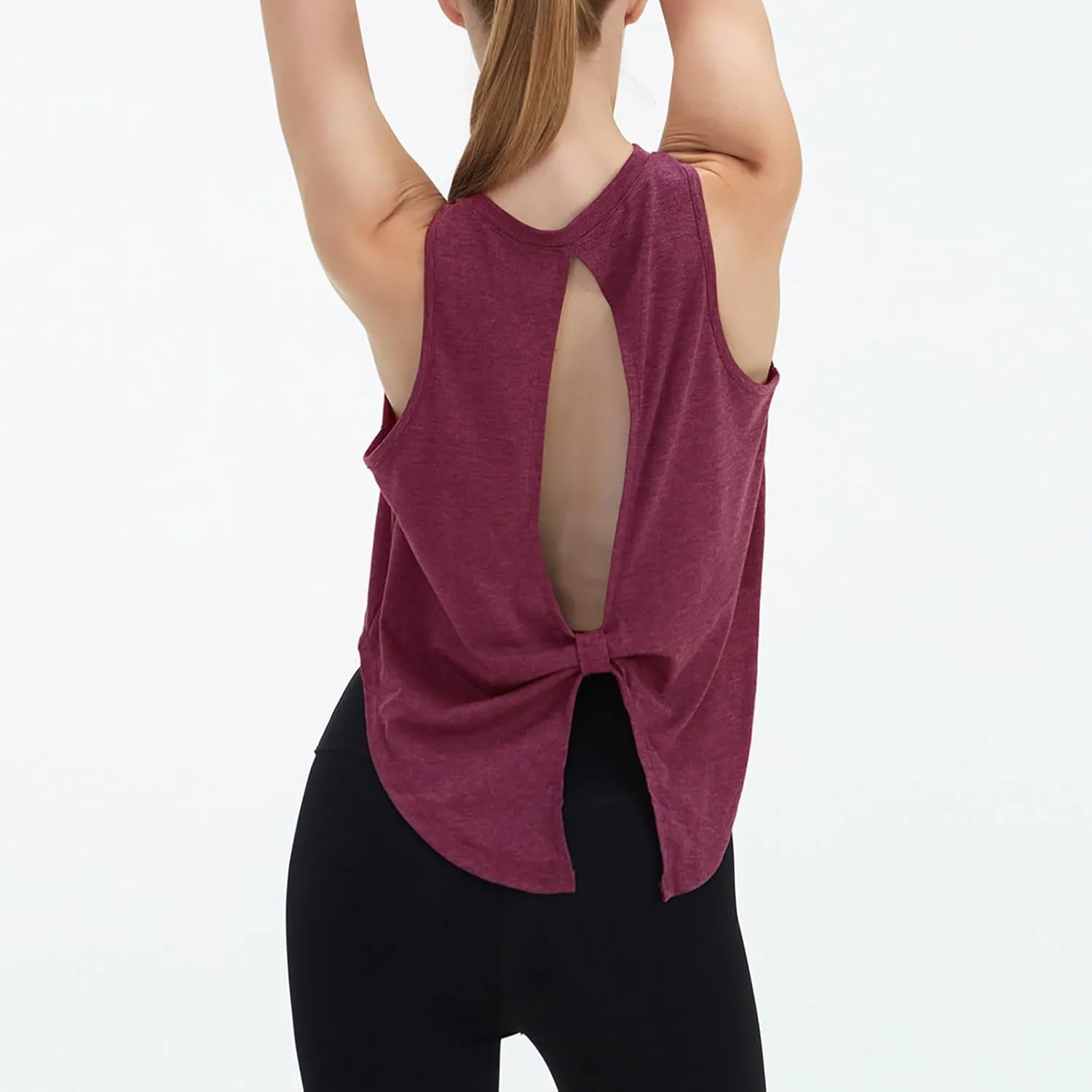 Women's Open Back Workout Tank Tops Trendy Athletic Yoga Blouse Quick-Dry Sleeveless Tees Sports Running Gym Shirts